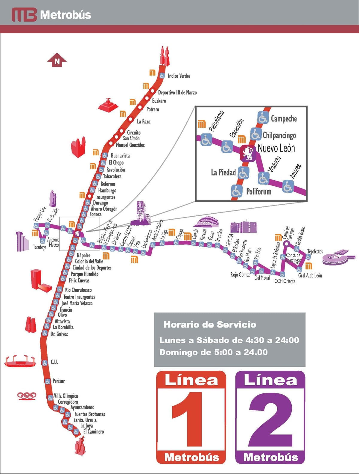 નકશો metrobus મેક્સિકો સિટી